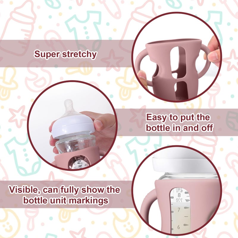 Juome Silicone Sleeves with Handles for Avent Natural Glass Baby Bottles - 3 Pack Anti Breakage Baby Bottle Holder for Philips Avent Glass Baby Bottle, Compatible with Phillips Avent Bottles 8 oz - Image 4